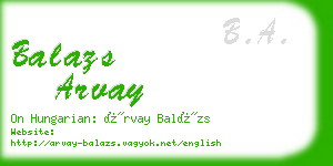 balazs arvay business card